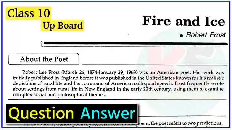 Fire And Ice Class 10 Questions and Answers Up Board