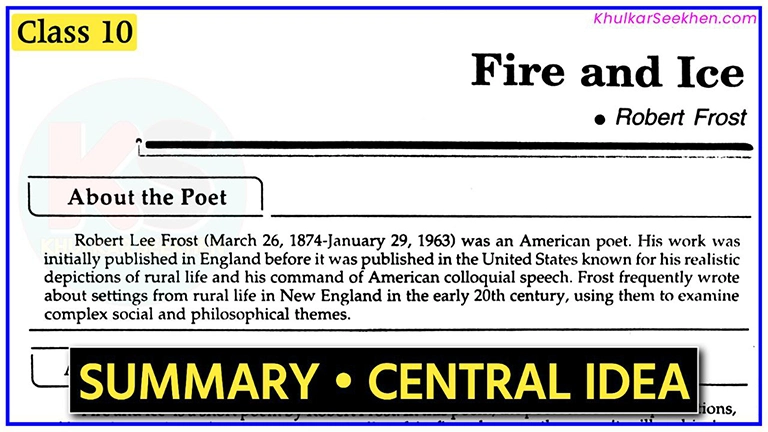 Fire and Ice Summary, Central Idea, Poetic Devices & Theme Class 10 English