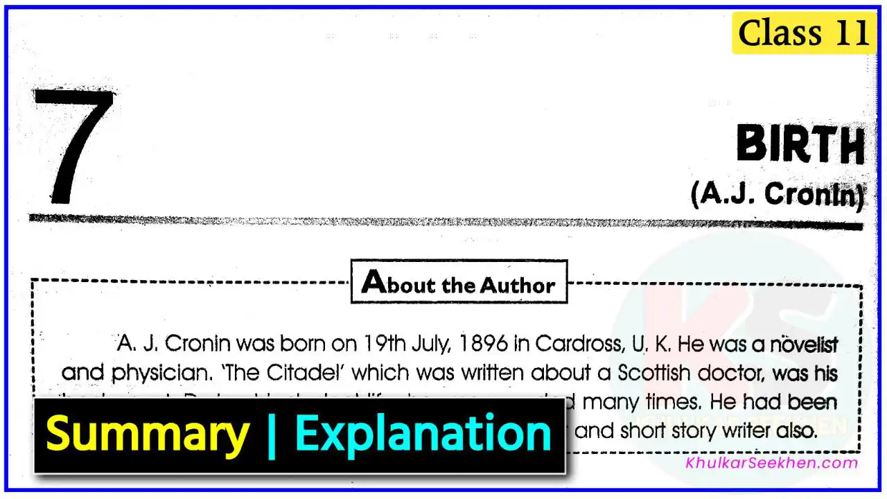 Birth Class 11 Hindi Summary & Explanation