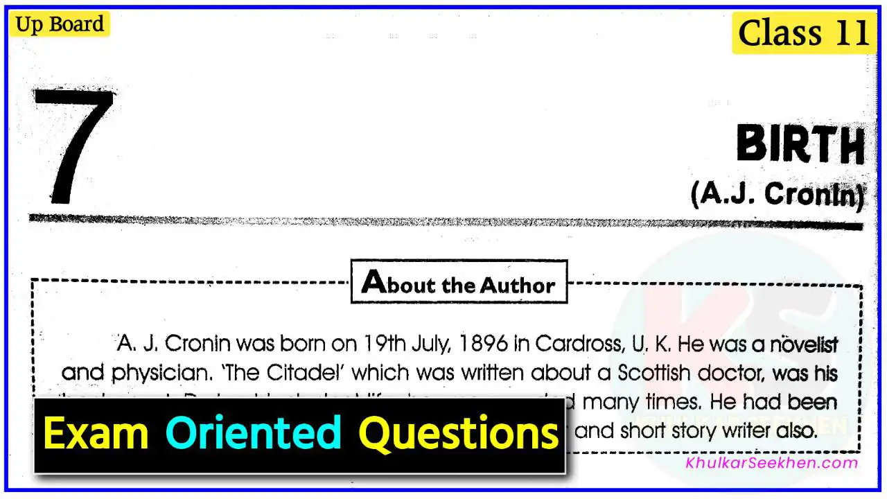 Birth Class 11 Question Answer Up Board