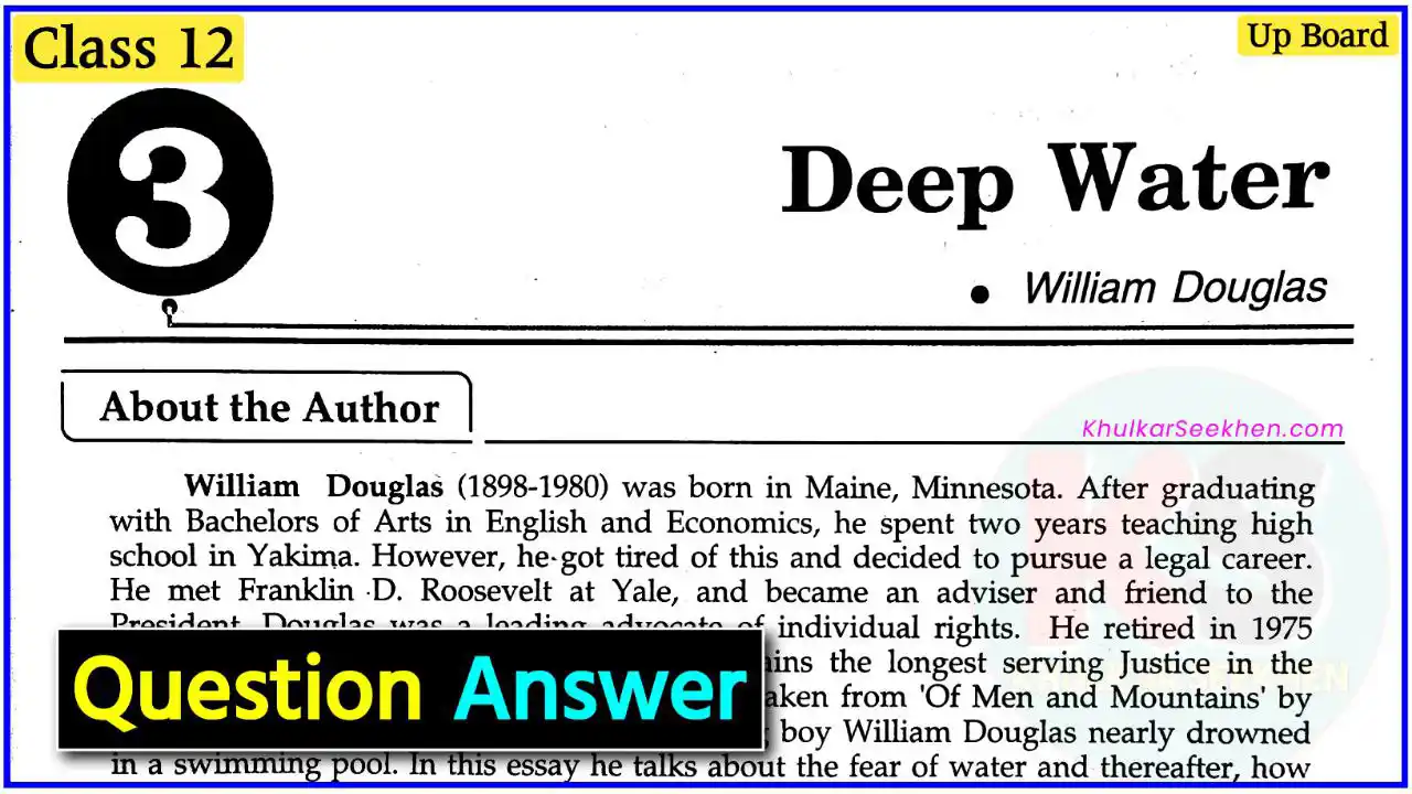 Deep Water Class 12 Question Answer Up Board