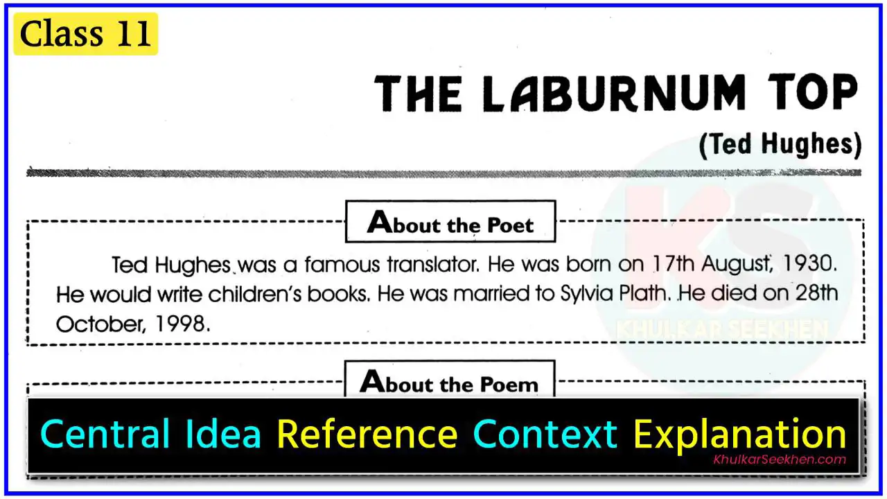 The Laburnum Top Central Idea & Reference to Context Questions
