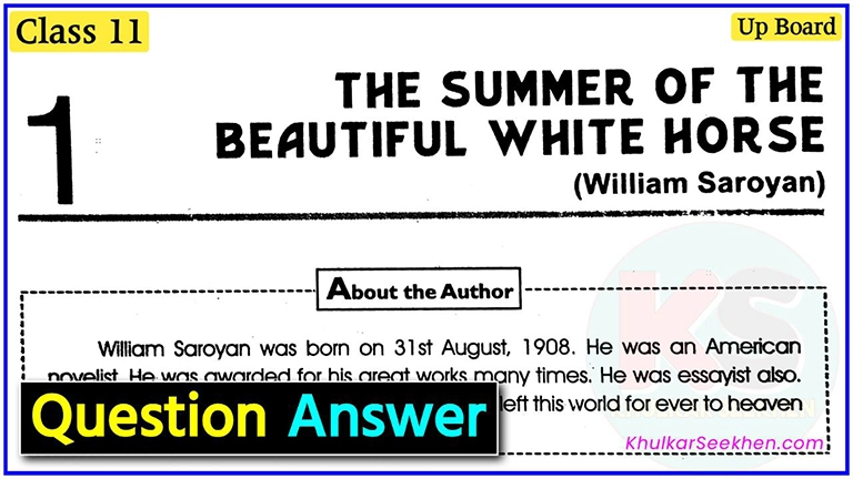 The Summer of the Beautiful White Horse Question Answer Up Board