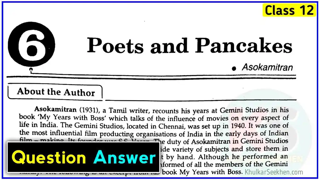 Poets and Pancakes Class 12 Question Answer Up Board NCERT English Flamingo Prose Chapter 6