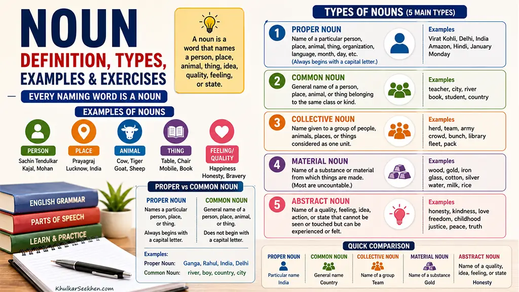 Noun Definition, Types, Examples and Exercises