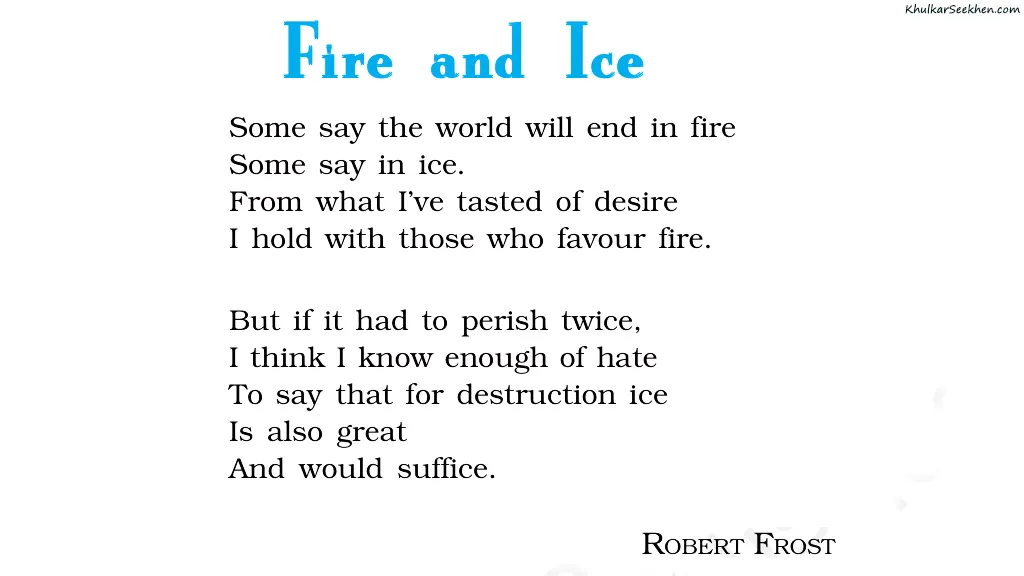 Fire and Ice NCERT Solutions Class 10 English