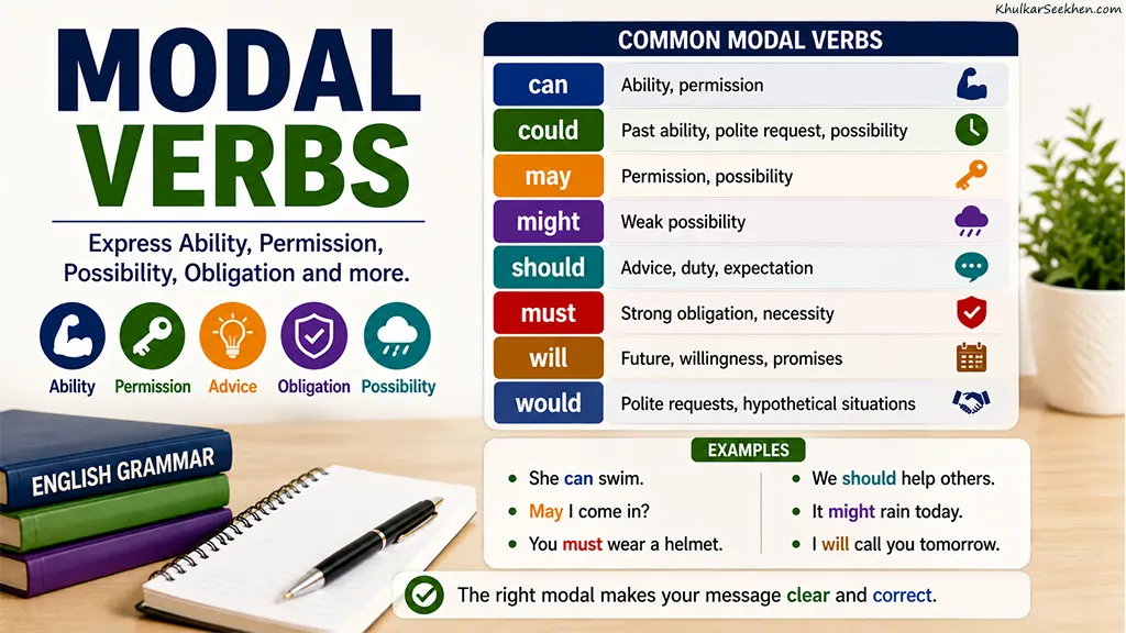 Modal Verbs Definition, Types, Rules, Examples and Exercises