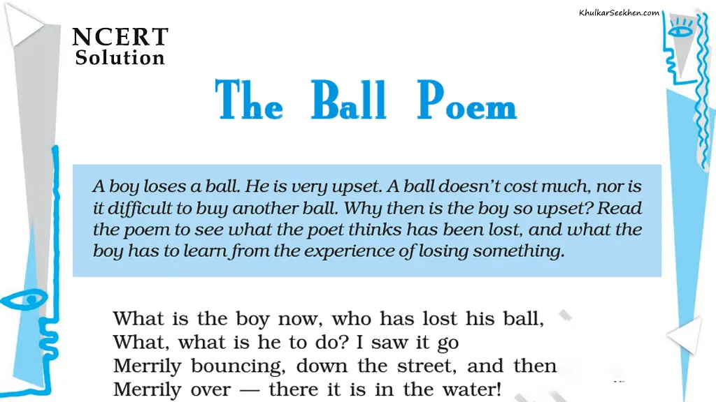 The Ball Poem NCERT Solutions Class 10 English