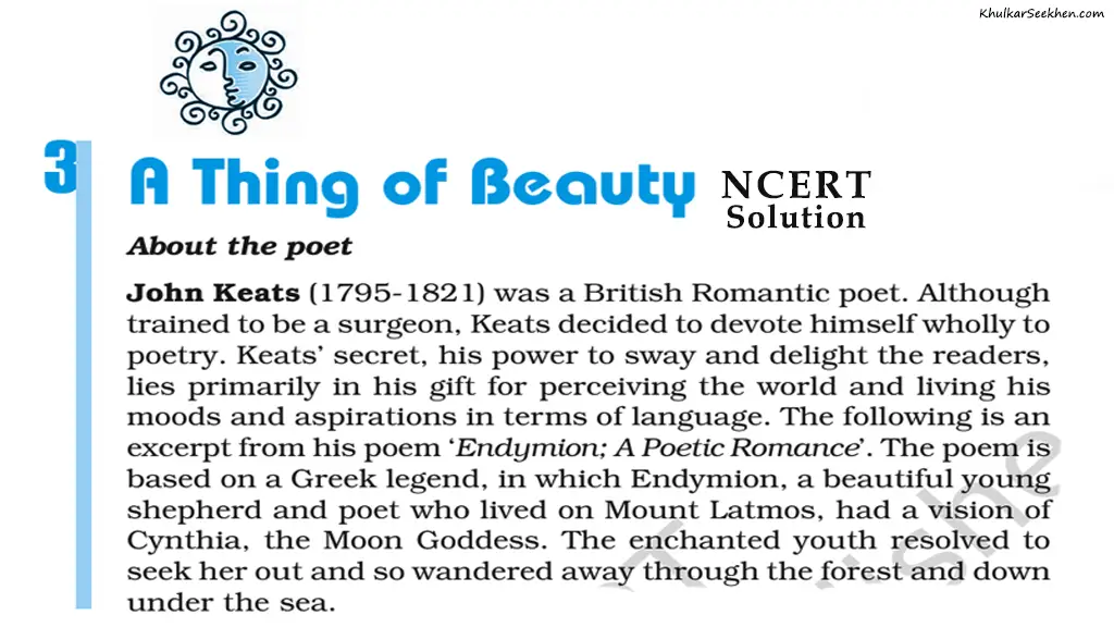 A Thing of Beauty NCERT Solutions Class 12 English