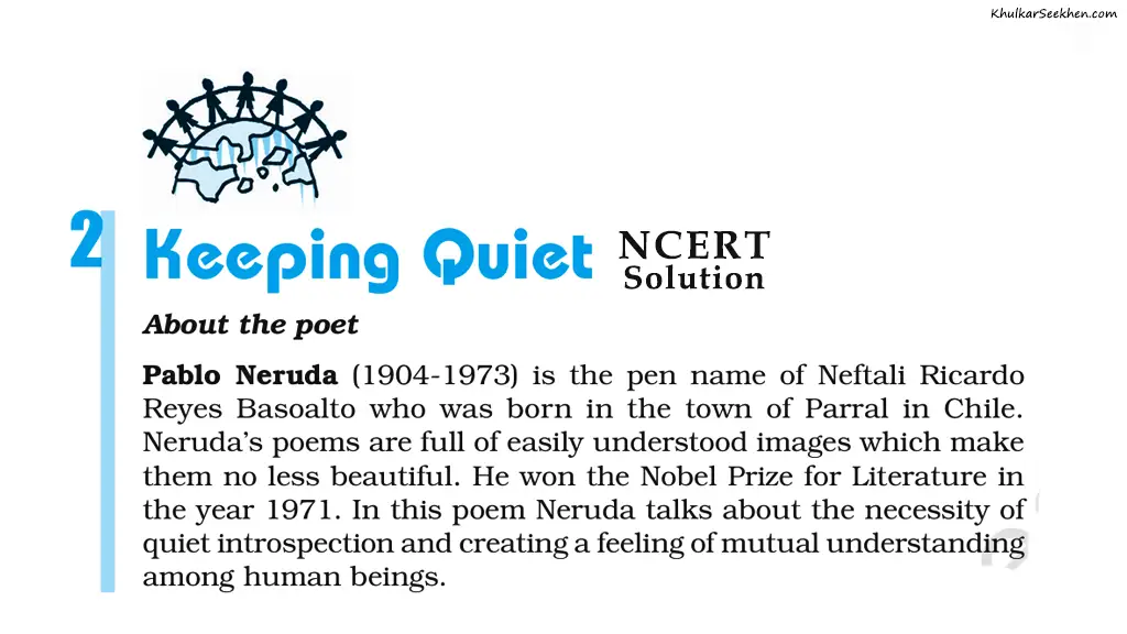 Keeping Quiet NCERT Solutions Class 12 English