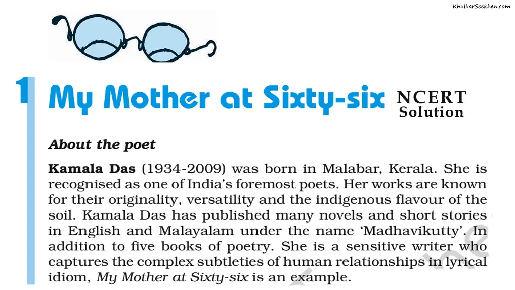 My Mother at Sixty-six NCERT Solutions Class 12 English