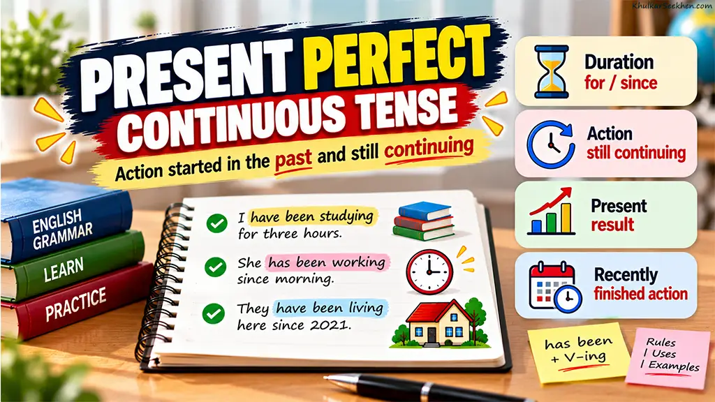 Present Perfect Continuous Tense – Rules, Uses, Structure, Examples and Exercises