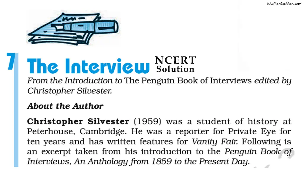 The Interview NCERT Solutions Class 12 English