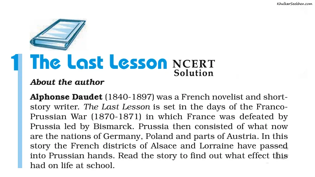 The Last Lesson NCERT Solutions Class 12 English